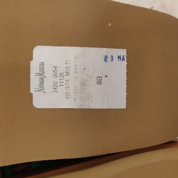 New Chloe Multi Colorful Wavy Woven Leather Platform Slide Sandals Sz 38 - Picture 8 of 11